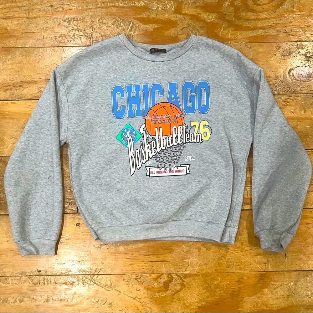 Throwback Grey Hoodie Chicago Basketball SHEIN 1892